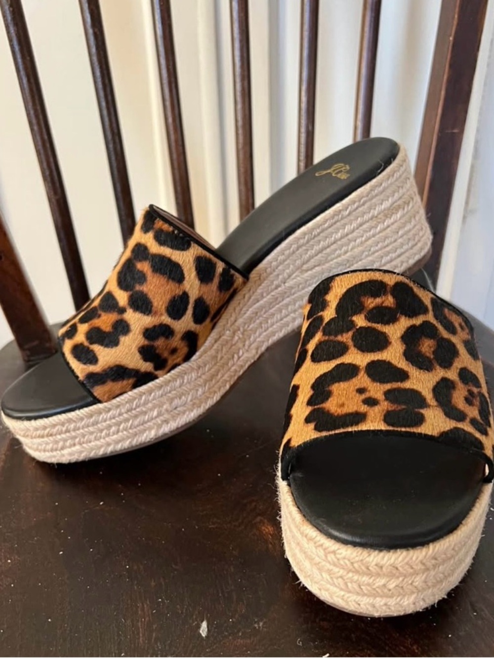 New J CREW Wedge Heel Slide Sandal Slip on Platform ~ Sz 8 ~  Calf Hair
